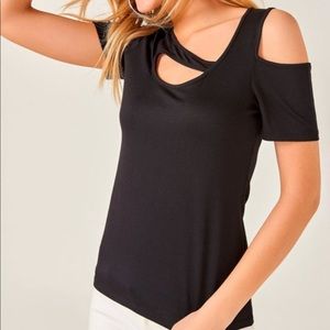 Black asymmetrical cutout top